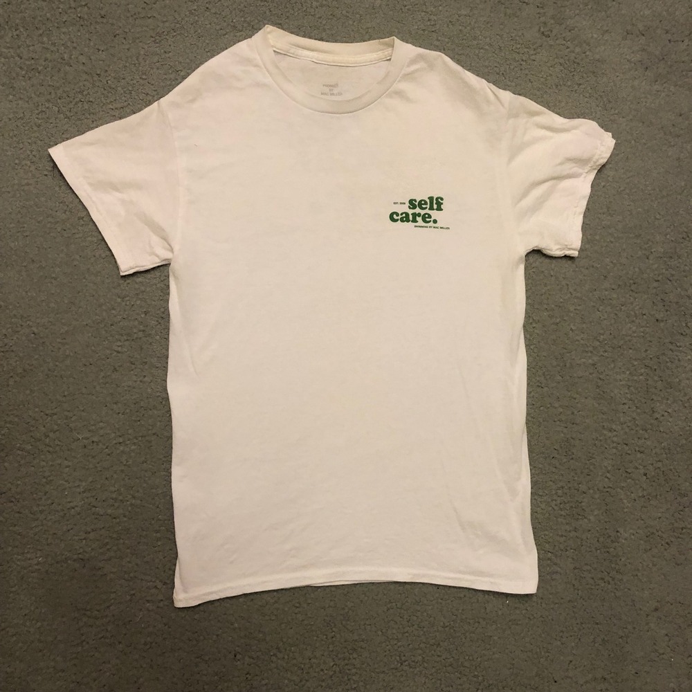 2018 Mac Miller Self Care Swimming T-Shirt White Green Small Rap Tee 2010s